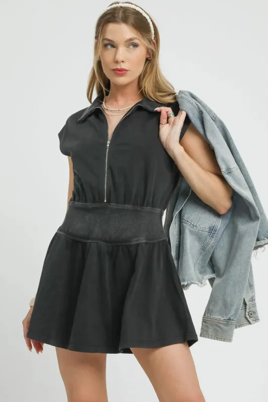 Umgee Zip Front Cap Sleeve Mini Dress sold by Charming Charlie