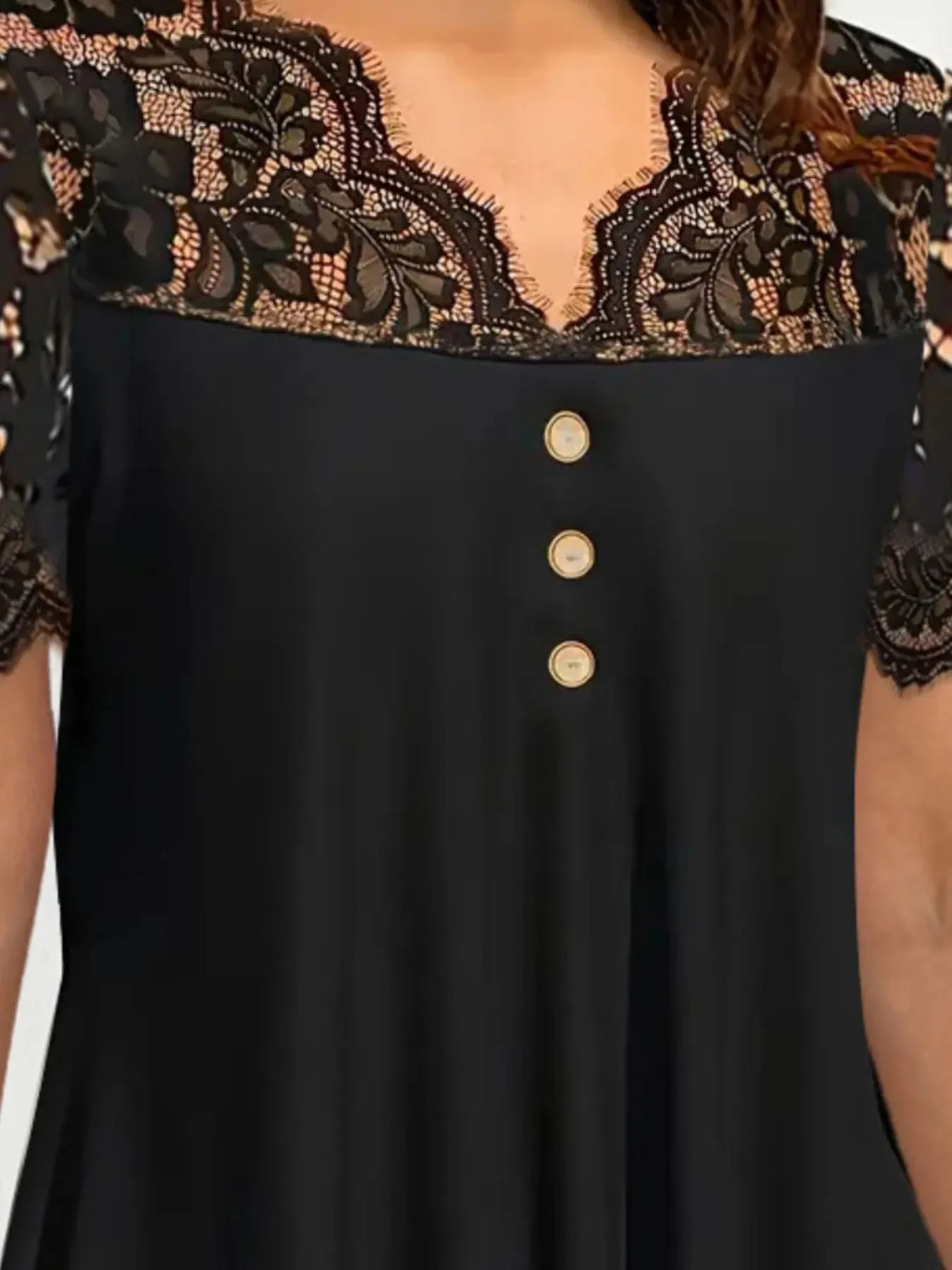 Lace Panel Short Sleeve Blouse sold by Charming Charlie product image thumbnail 5