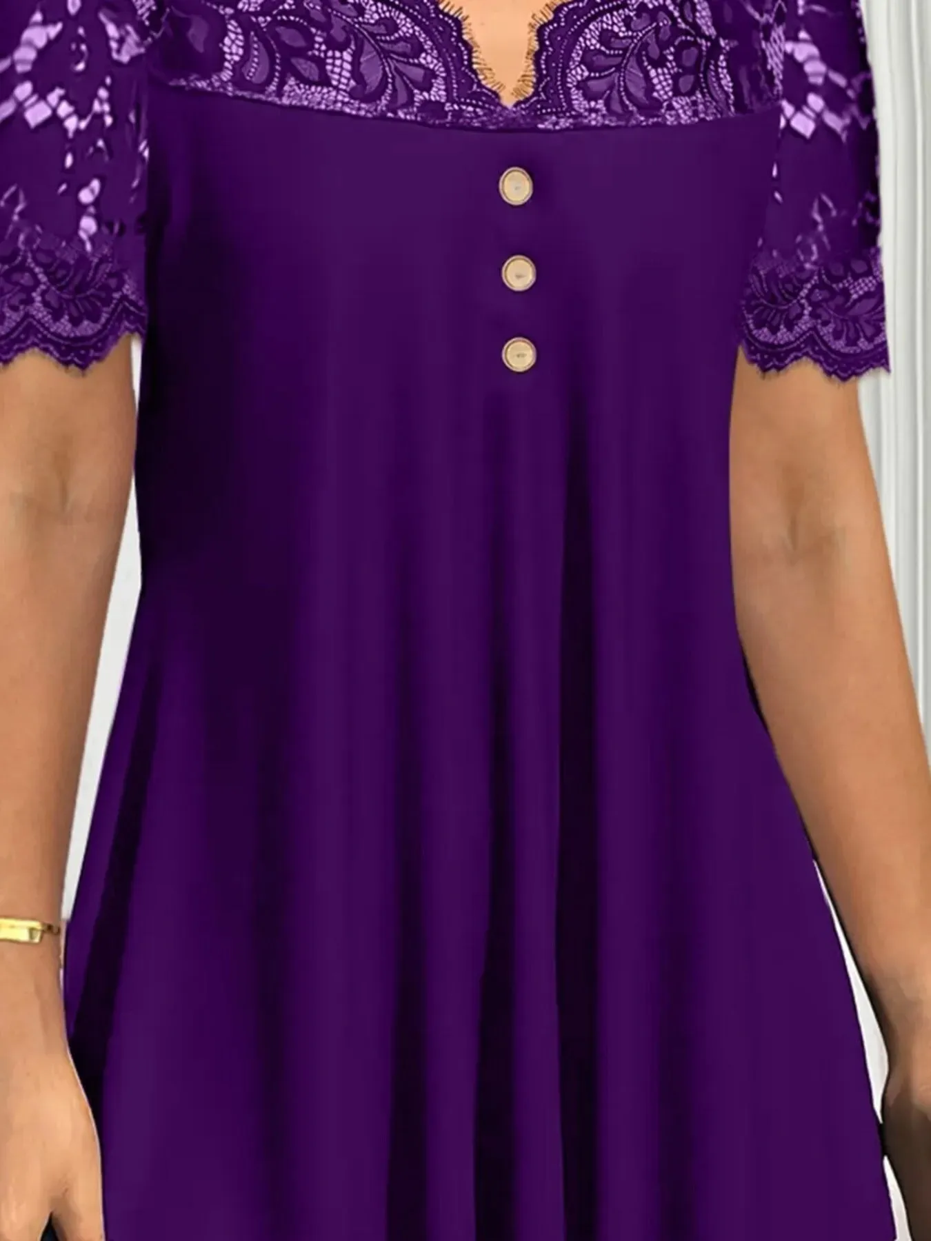 Lace Panel Short Sleeve Blouse sold by Charming Charlie product image thumbnail 3