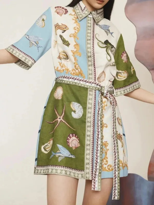 Printed Tie Waist Mini Dress sold by Charming Charlie