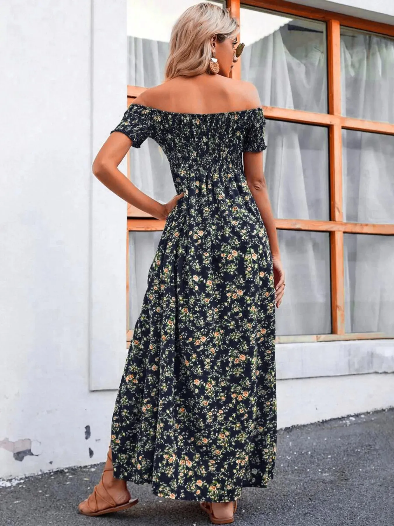 Full Size Slit Off-Shoulder Floral Midi Dress Plus Size sold by Charming Charlie product image thumbnail 3
