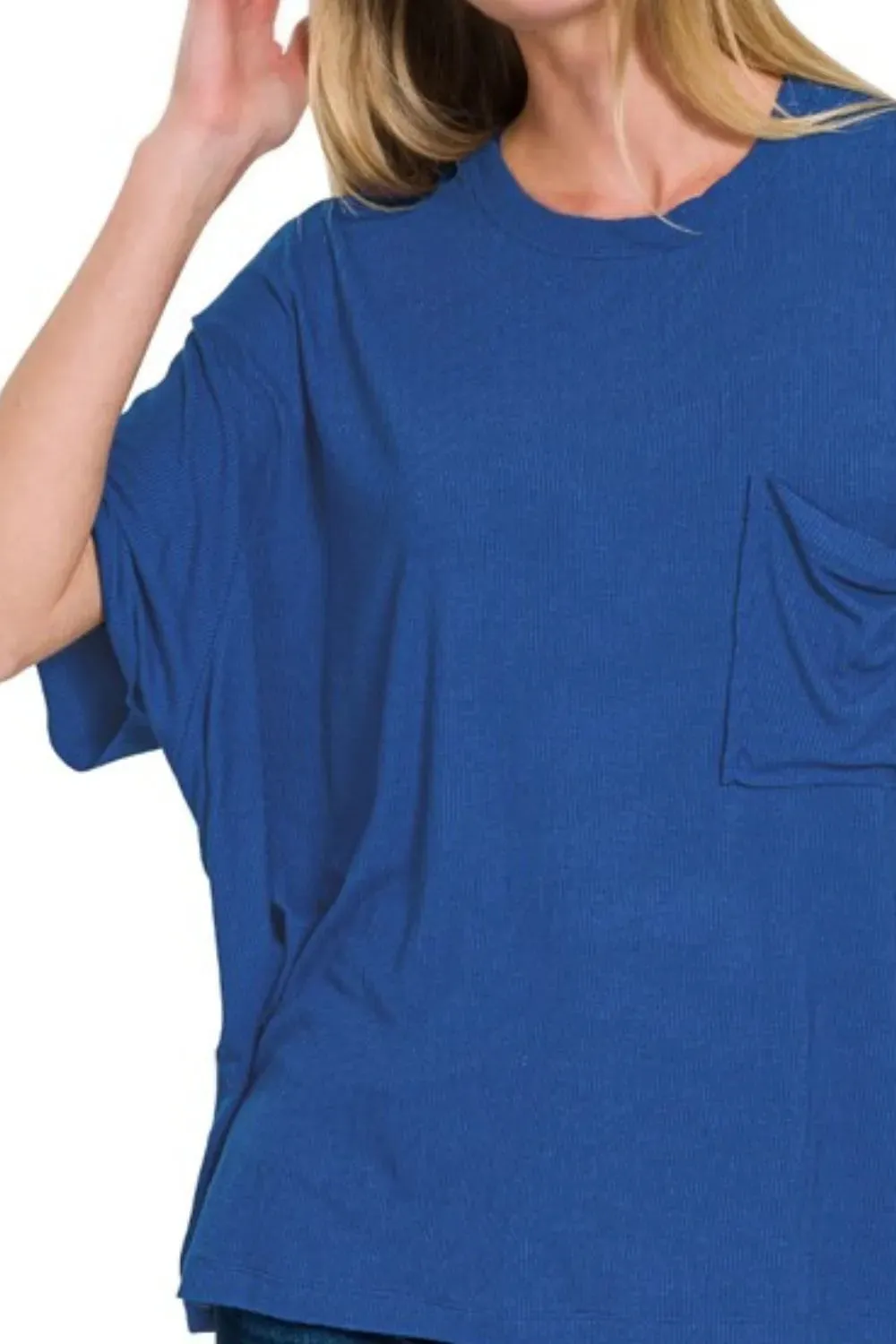 Zenana Oversized Ribbed Round Neck Short Sleeve Tee sold by Charming Charlie product image thumbnail 2