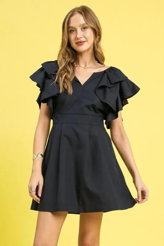 Umgee Double Ruffle Sleeve Fit and Flare Dress sold by Charming Charlie