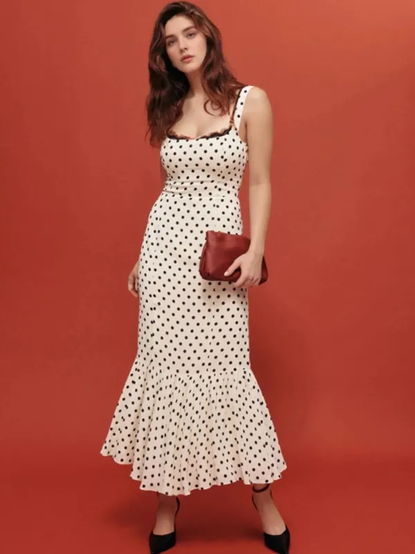 Polka Dot Sweetheart Neckline Maxi Dress sold by Charming Charlie