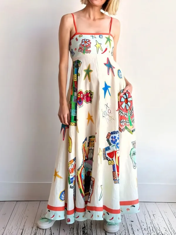 Printed Square Neck Cami Maxi Dress sold by Charming Charlie