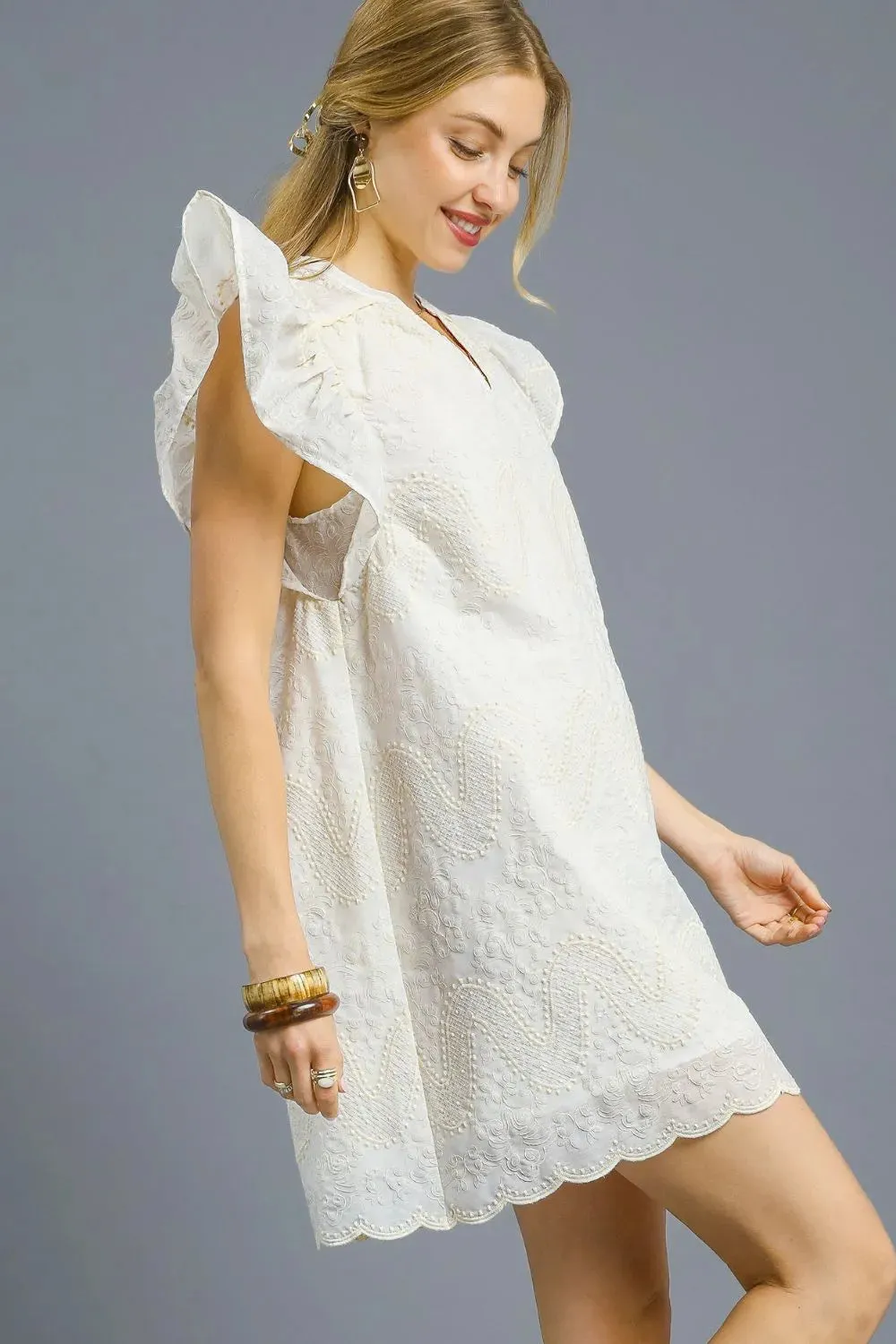Umgee Scalloped Hem Embroidered Mini Dress sold by Charming Charlie product image thumbnail 3
