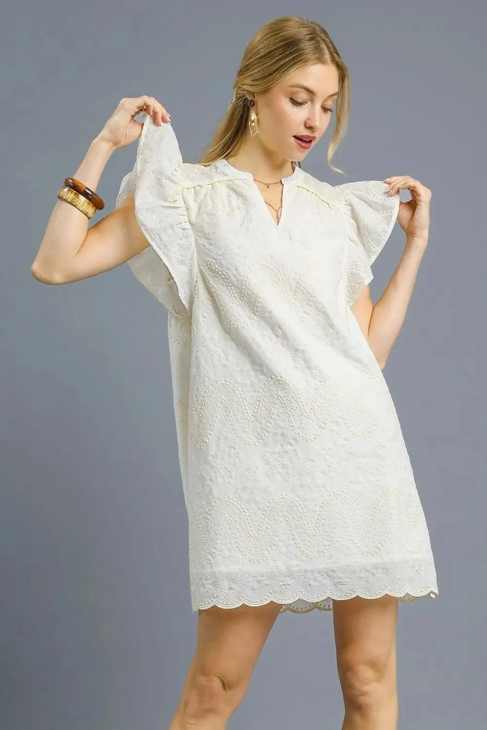 Umgee Scalloped Hem Embroidered Mini Dress sold by Charming Charlie product image thumbnail 2