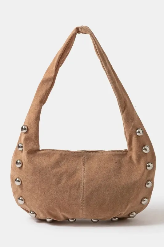 Fame Metallic Sphere Studded Soft Hobo Shoulder Bag sold by Charming Charlie