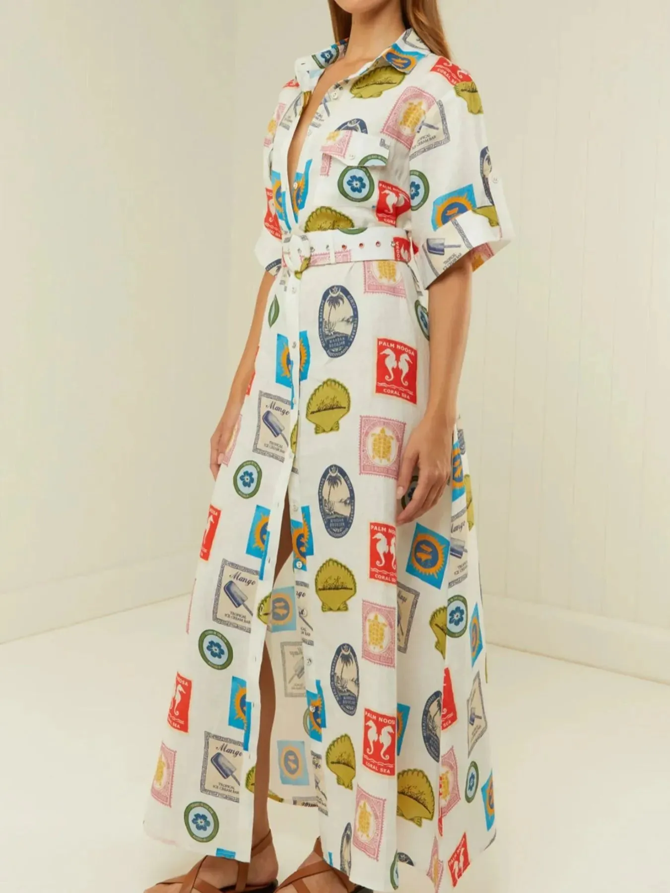 Printed Oversized Shirt Dress with Belt sold by Charming Charlie product image thumbnail 4