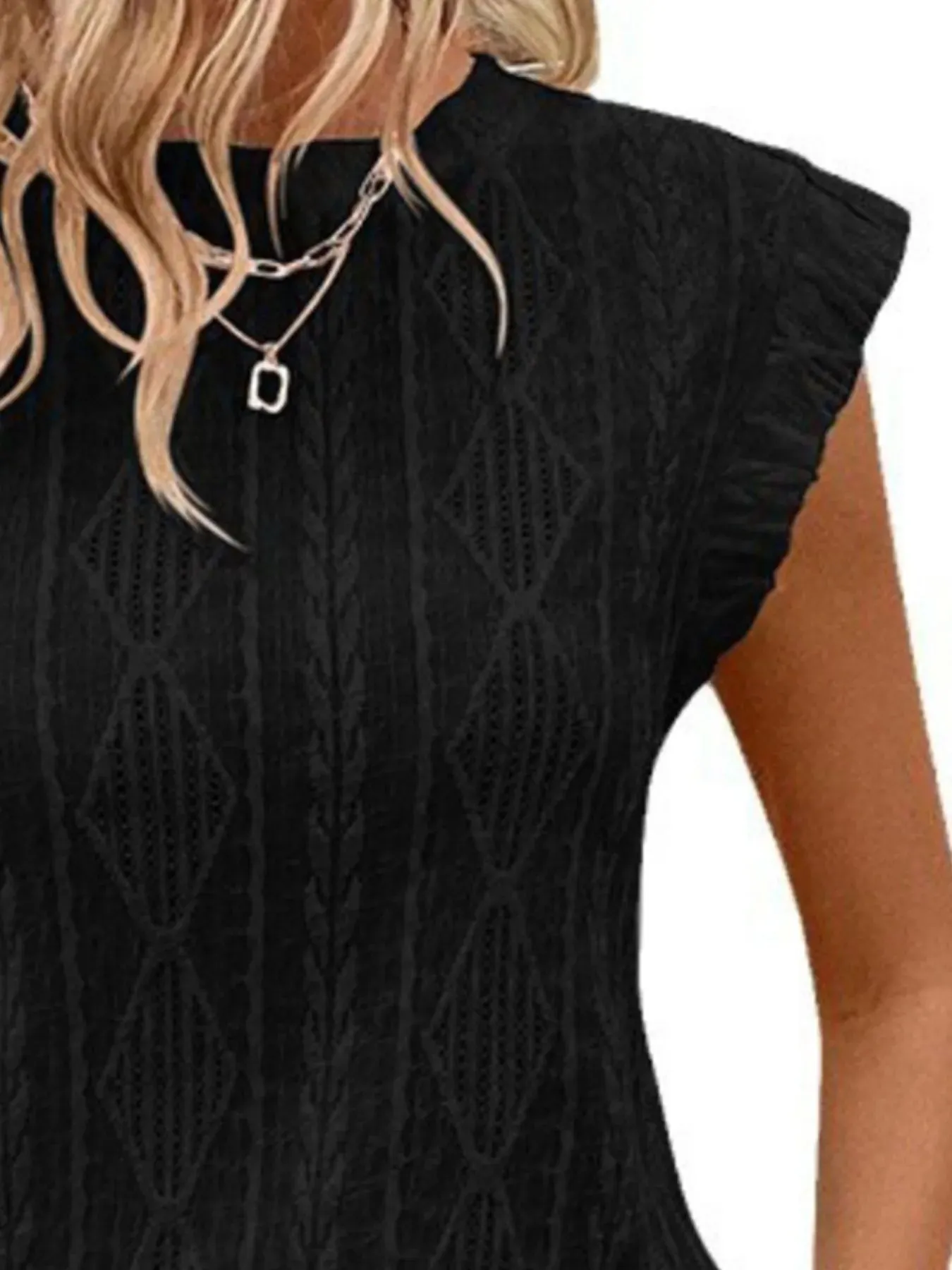 Openwork Round Neck Top sold by Charming Charlie product image thumbnail 5