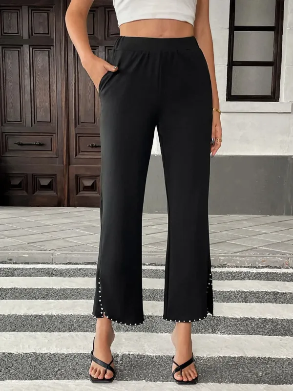 Pearl-Embellished Cropped Wide-Leg Pants sold by Charming Charlie