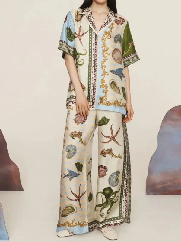 Printed Short Sleeve Top and Pants Set sold by Charming Charlie