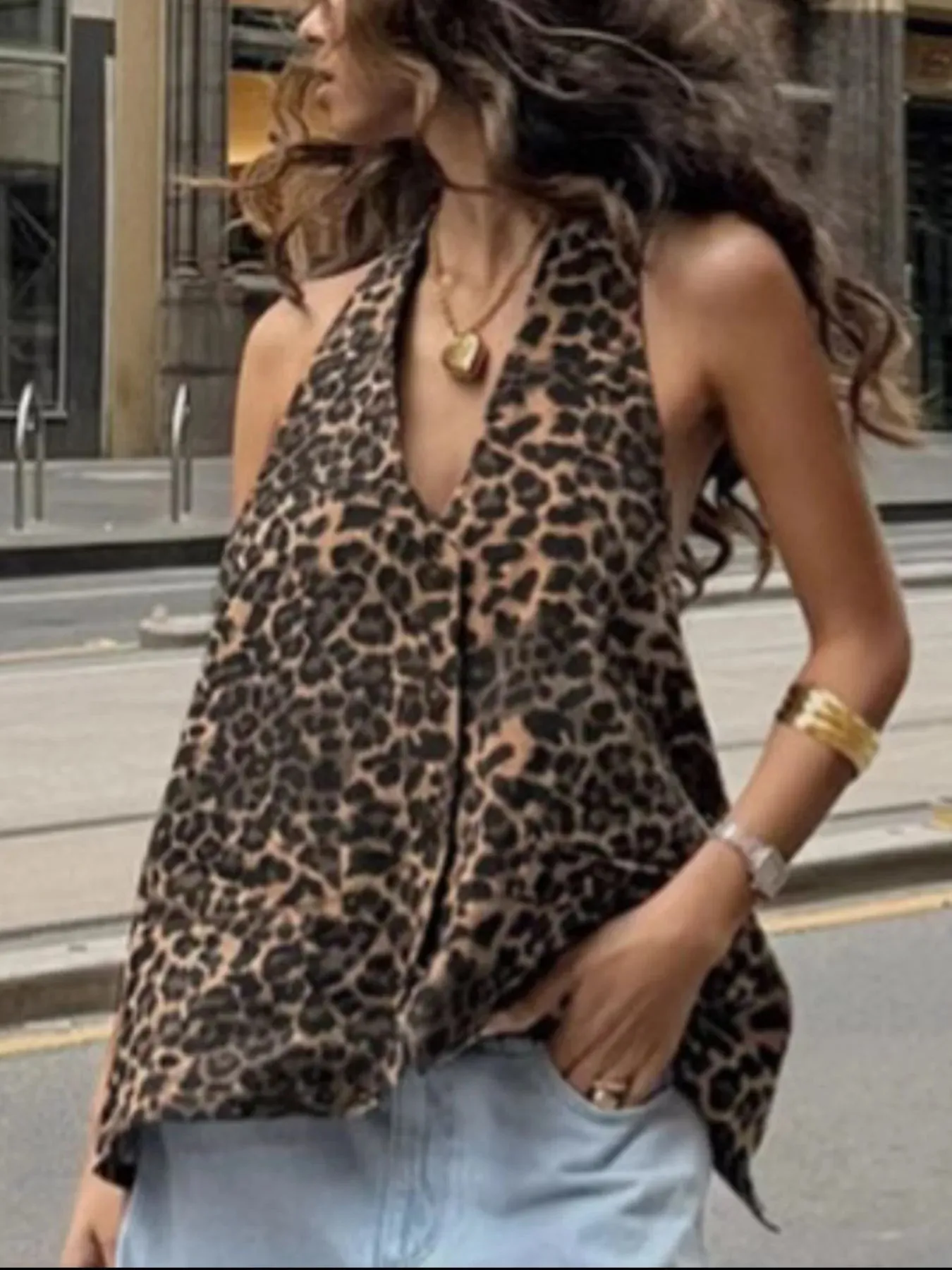 Leopard Print Halter Neck Cami Top sold by Charming Charlie product image thumbnail 3