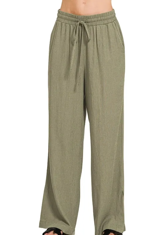 Zenana Linen Drawstring Pants sold by Charming Charlie