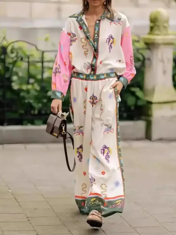 Printed Button Up Shirt and Pants Set sold by Charming Charlie