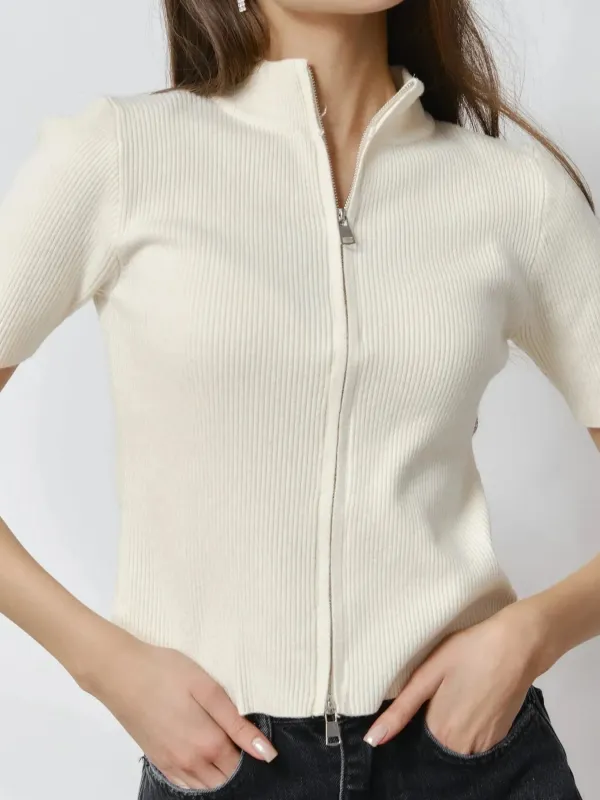 Ribbed Zip-Up Cardigan sold by Charming Charlie