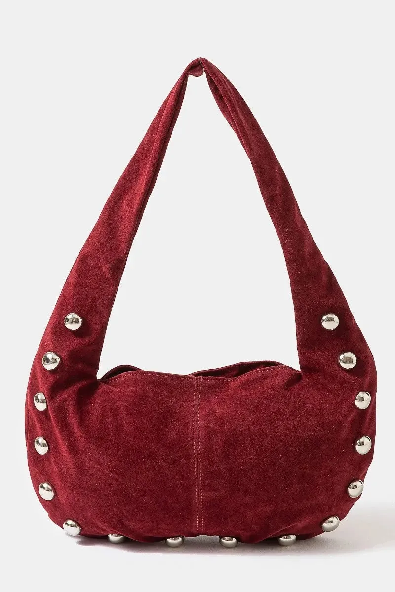 Fame Metallic Sphere Studded Soft Hobo Shoulder Bag sold by Charming Charlie