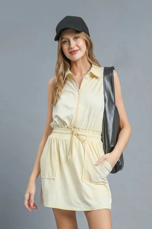 Umgee Zip Front Drawstring Waist Sleeveless Dress sold by Charming Charlie