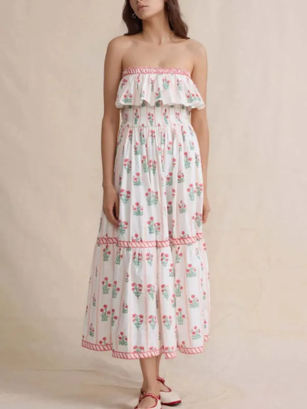 Floral Strapless Ruffle Dress sold by Charming Charlie