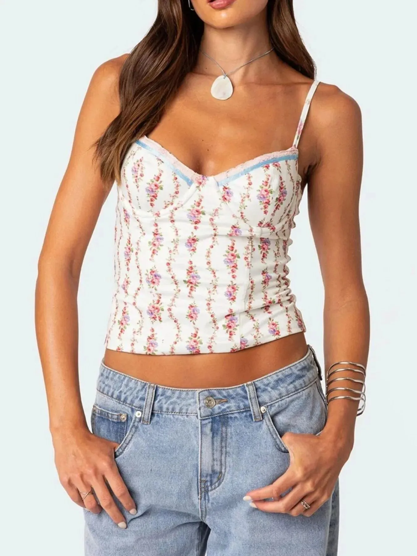 Floral Print Sweetheart Neck Cami sold by Charming Charlie