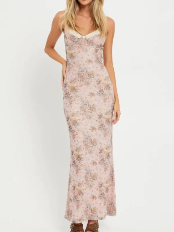 Floral Print Maxi Cami Dress with V-Neck sold by Charming Charlie