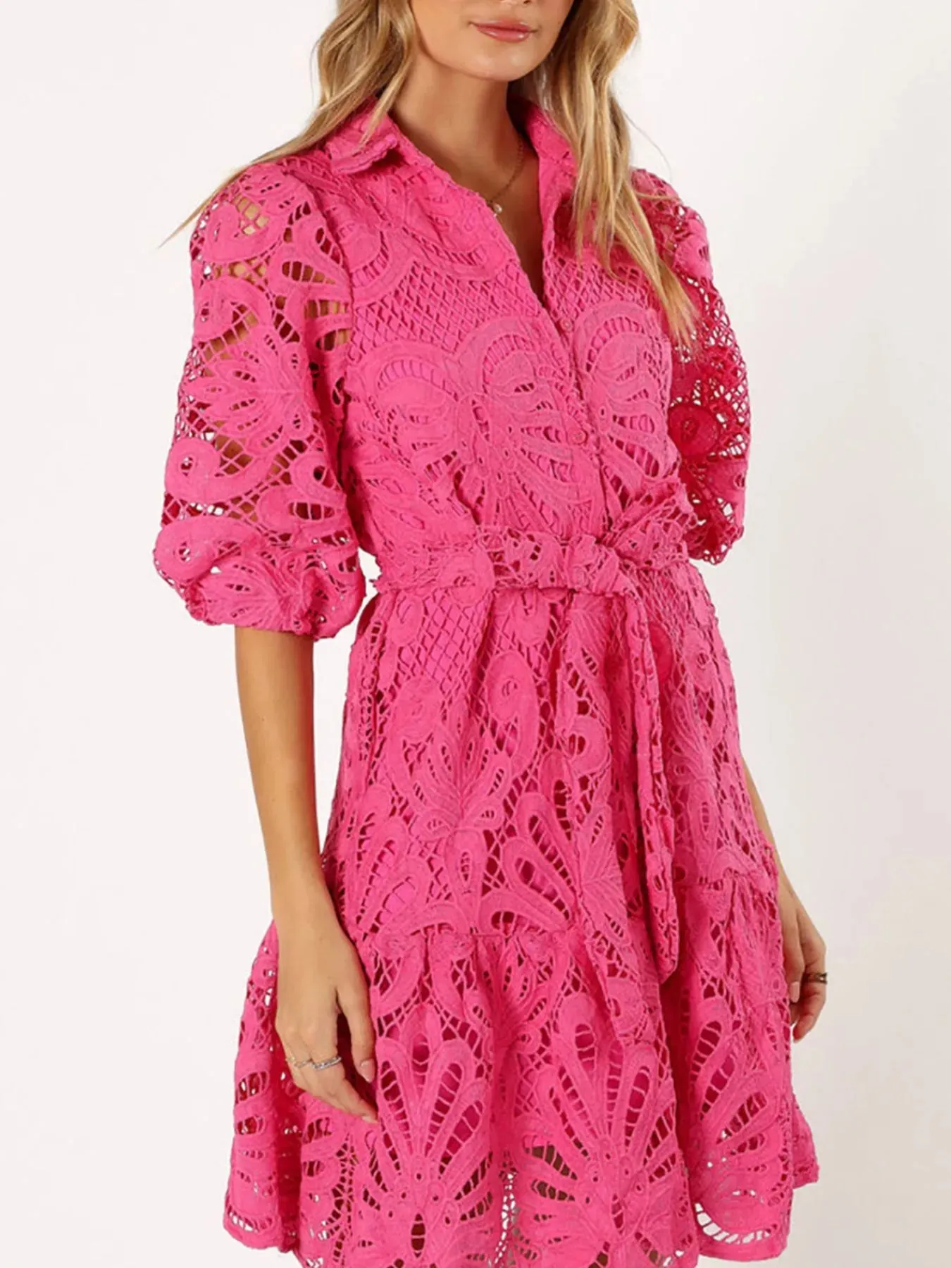 Lace Tie Waist Half Sleeve Dress sold by Charming Charlie