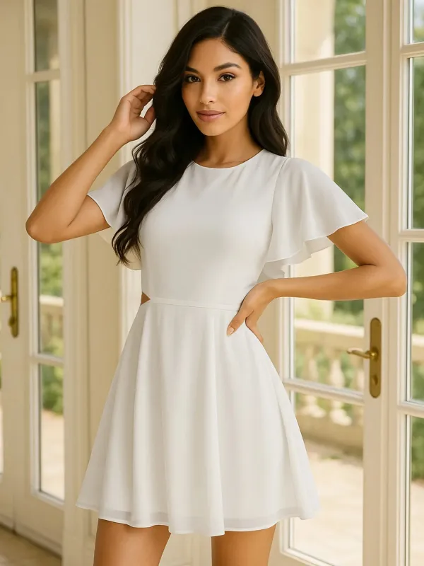 Cut-Out Flutter Sleeve Mini Dress sold by Charming Charlie