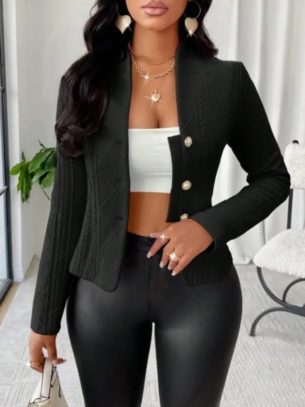 Textured Button Up Long Sleeve Jacket sold by Charming Charlie