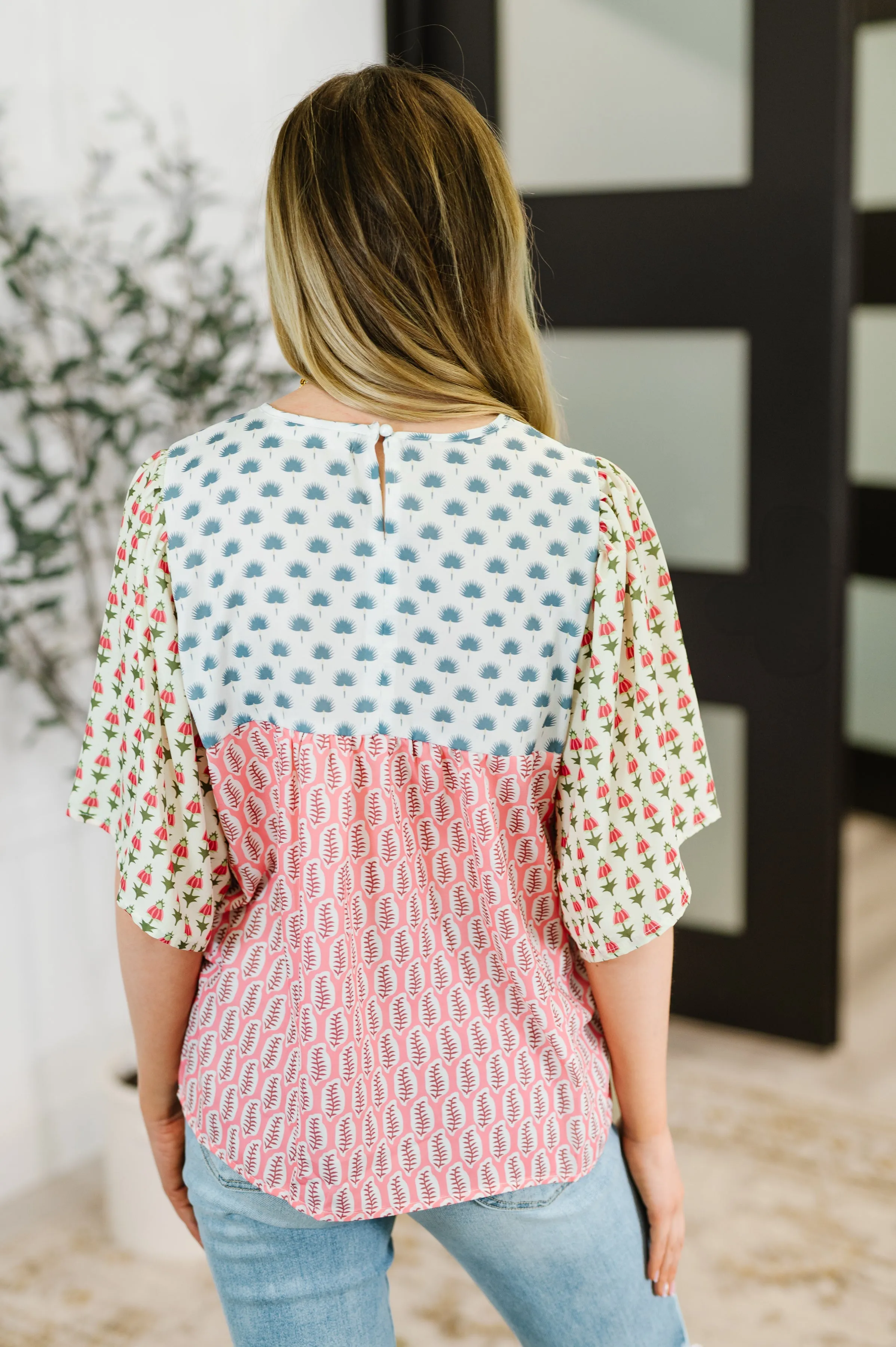Outside Advantage Mixed Print Boho Blouse sold by Charming Charlie product image thumbnail 5