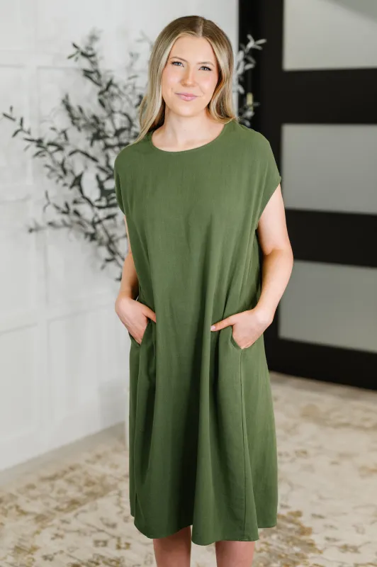 Flatter Me Later Relaxed Dress in Moss sold by Charming Charlie