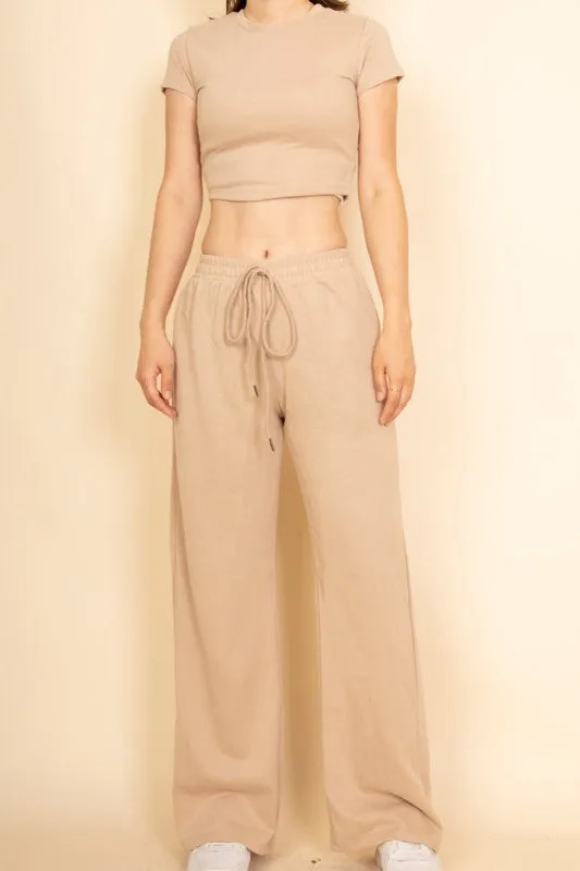 Relaxed Fit Top and Wide-Leg Pants Set sold by Charming Charlie