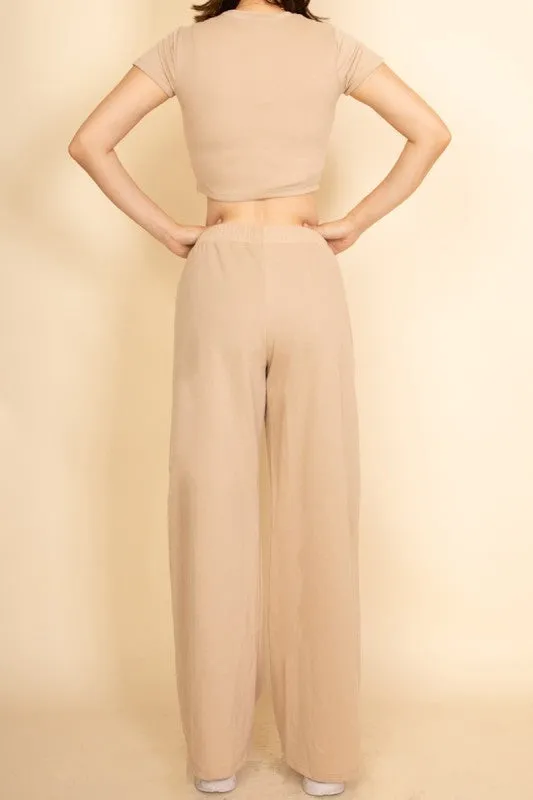 Relaxed Fit Top and Wide-Leg Pants Set sold by Charming Charlie product image thumbnail 3