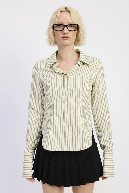 BUTTON DOWN STRIPED SHIRT sold by Charming Charlie product image thumbnail 4