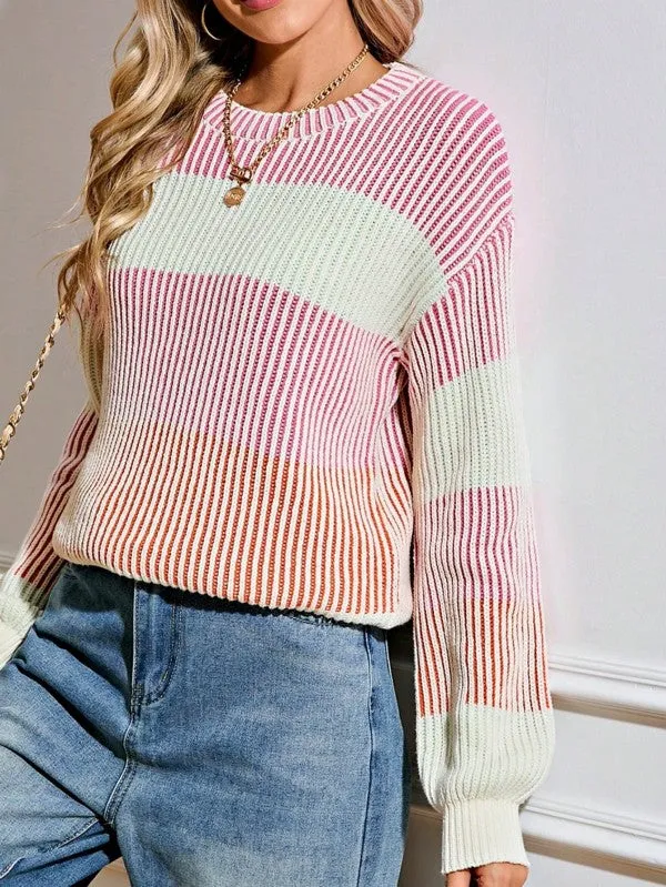 Cotton Color block Lantern Rib Knitted Sweater sold by Charming Charlie product image thumbnail 5