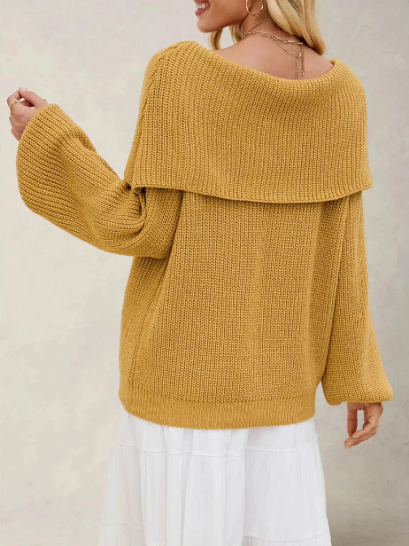 Fold-Over Collar Long Sleeve Sweater sold by Charming Charlie product image thumbnail 2
