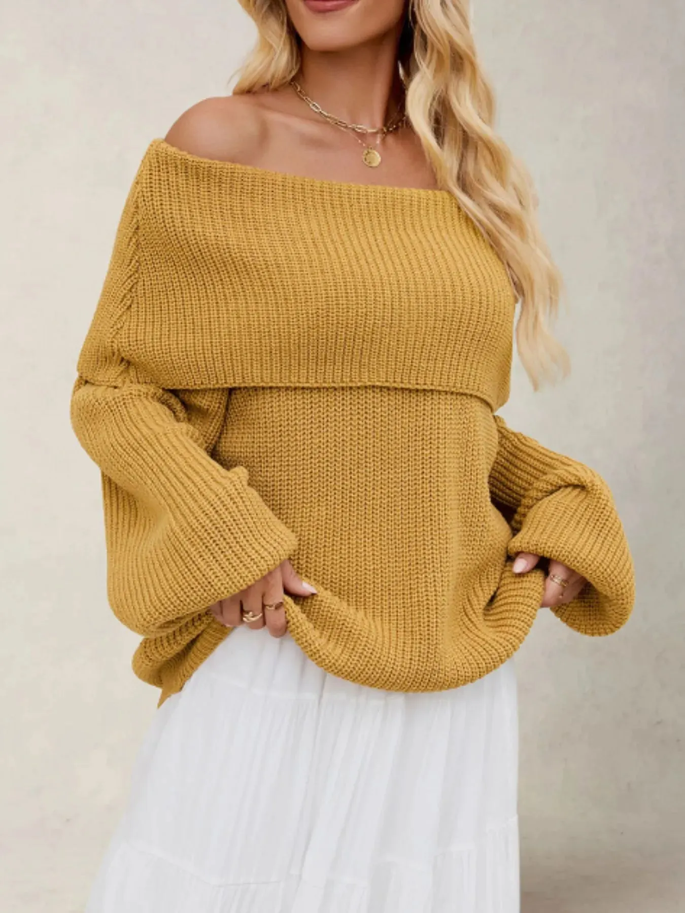 Fold-Over Collar Long Sleeve Sweater sold by Charming Charlie product image thumbnail 4