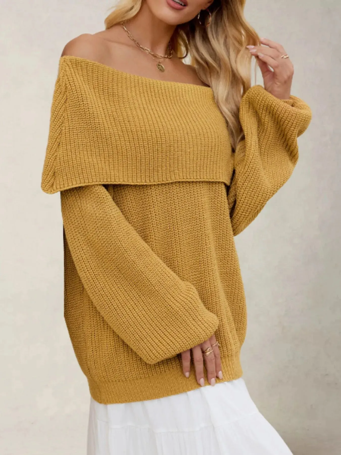 Fold-Over Collar Long Sleeve Sweater sold by Charming Charlie product image thumbnail 3
