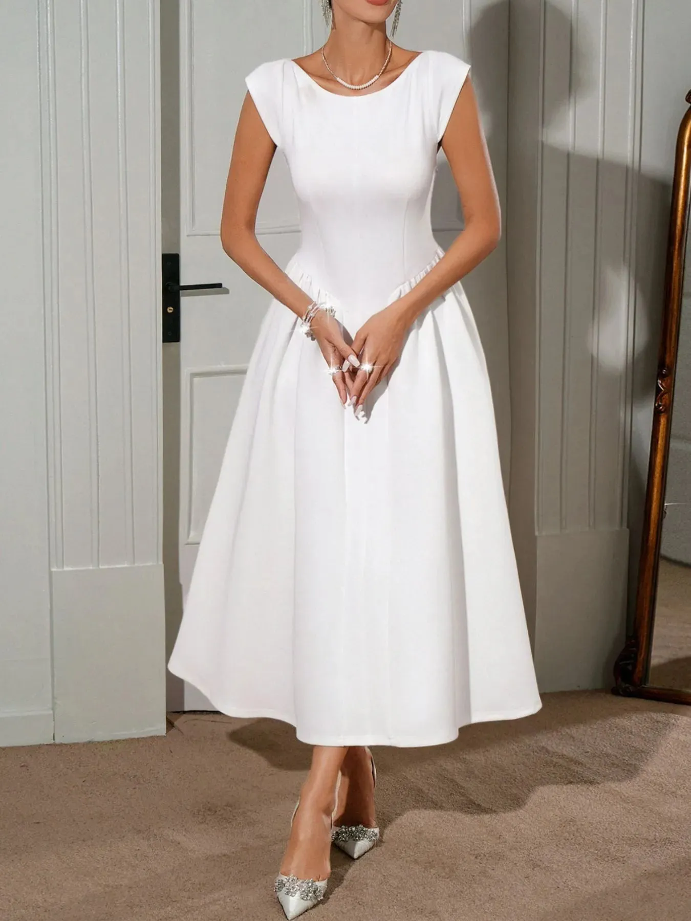 Round Neck Cap Sleeve Midi Dress sold by Charming Charlie product image thumbnail 2