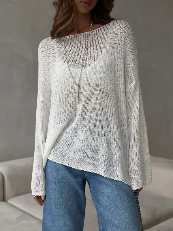 Boat Neck Knit Cover Up with Relaxed Fit sold by Charming Charlie