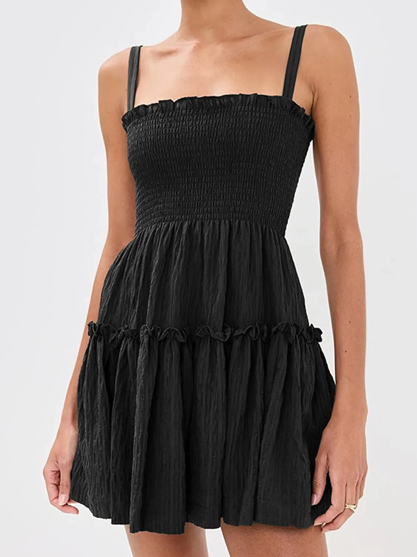 Smocked Frill Cami Mini Dress sold by Charming Charlie product image thumbnail 2