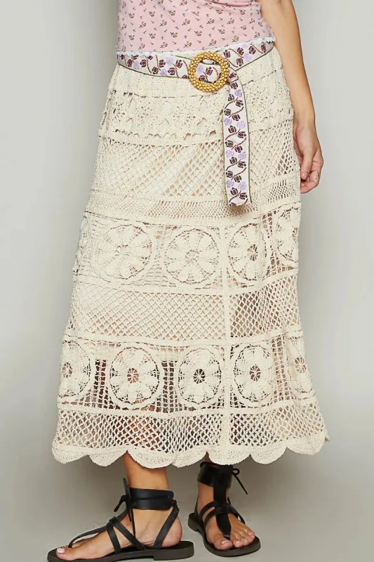 POL Lace Tiered Midi Skirt sold by Charming Charlie