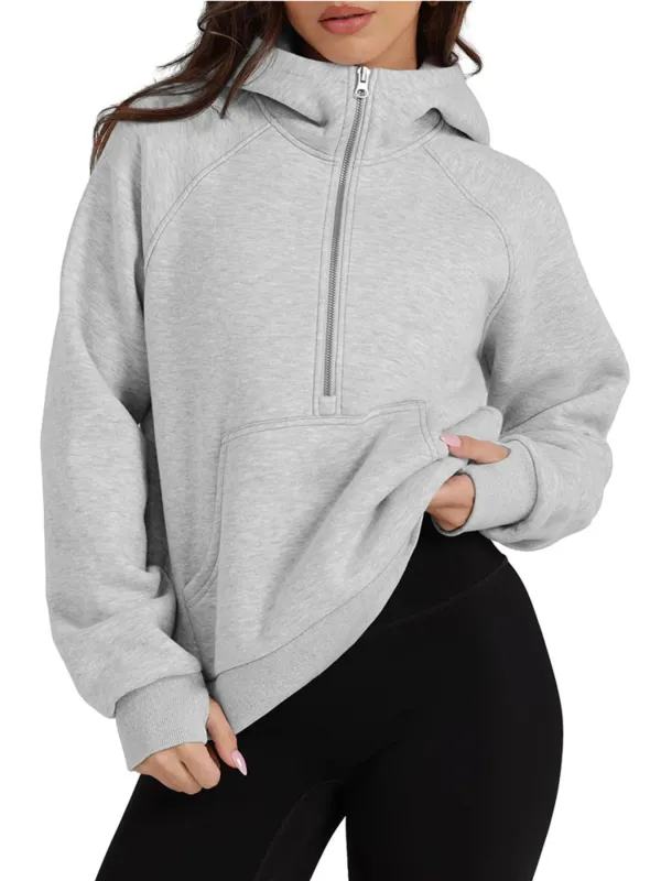Half-Zip Hoodie with Kangaroo Pocket sold by Charming Charlie