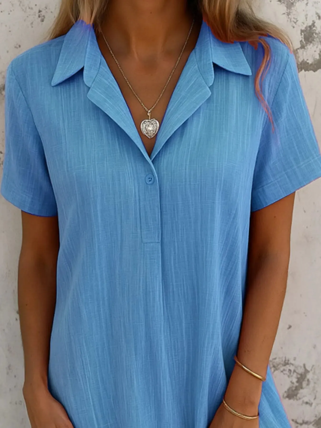 Full Size Short Sleeve Shirt Dress with Collar Plus Size sold by Charming Charlie product image thumbnail 2