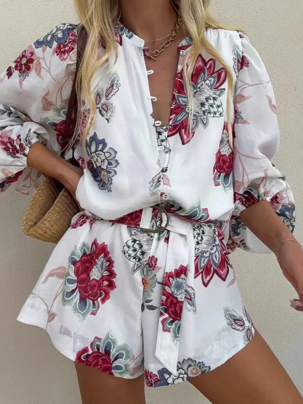 Floral Print Long Sleeve Romper sold by Charming Charlie
