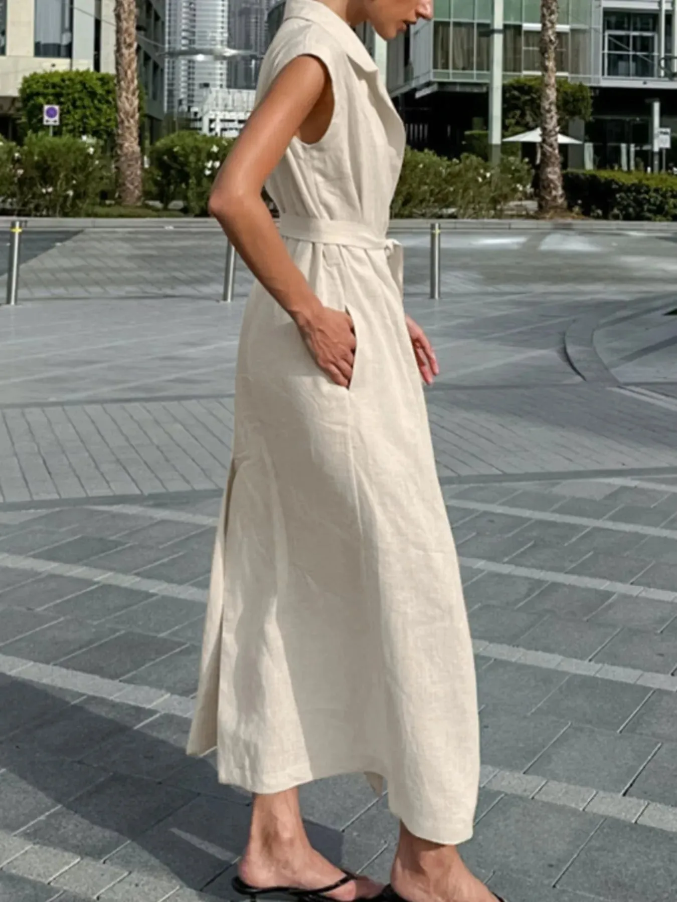 Tie Waist Cap Sleeve Maxi Dress sold by Charming Charlie product image thumbnail 2