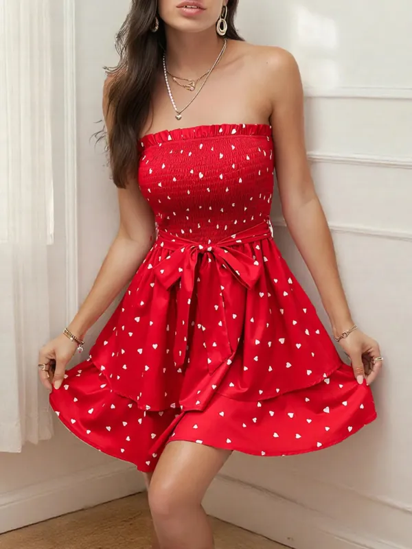 Smocked Heart Print Tube Dress sold by Charming Charlie