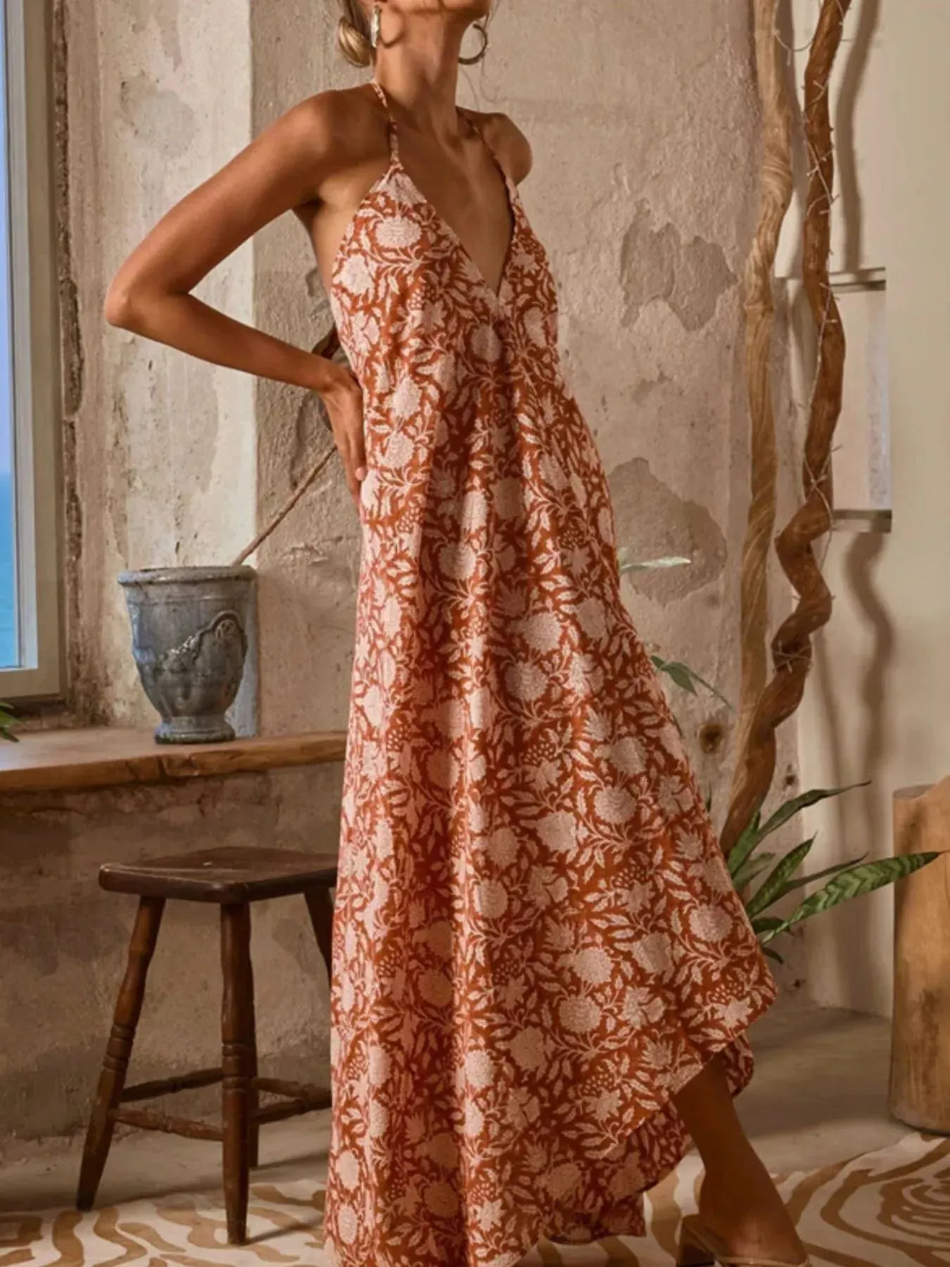 Printed Halter Neck Maxi Cami Dress sold by Charming Charlie product image thumbnail 3