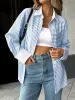 Striped Oversized Button-Up Shirt sold by Charming Charlie