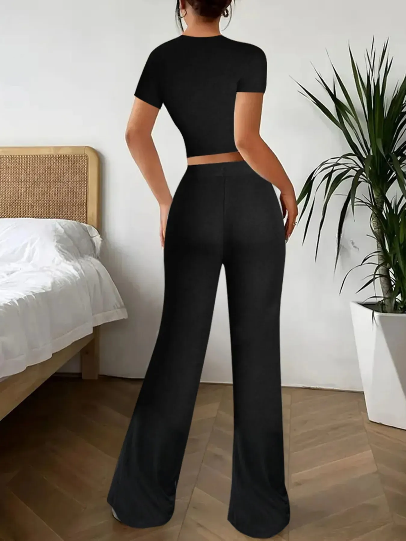 Crop Top and Wide Leg Pants Matching Set sold by Charming Charlie product image thumbnail 3
