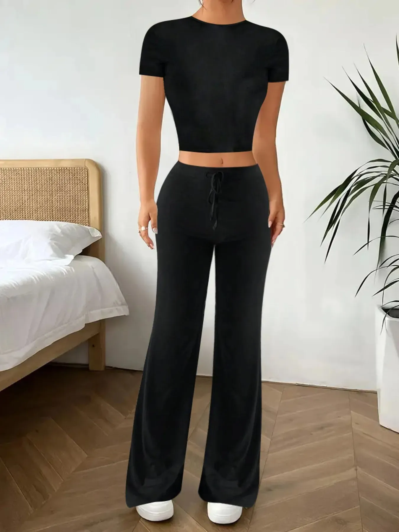 Crop Top and Wide Leg Pants Matching Set sold by Charming Charlie product image thumbnail 2